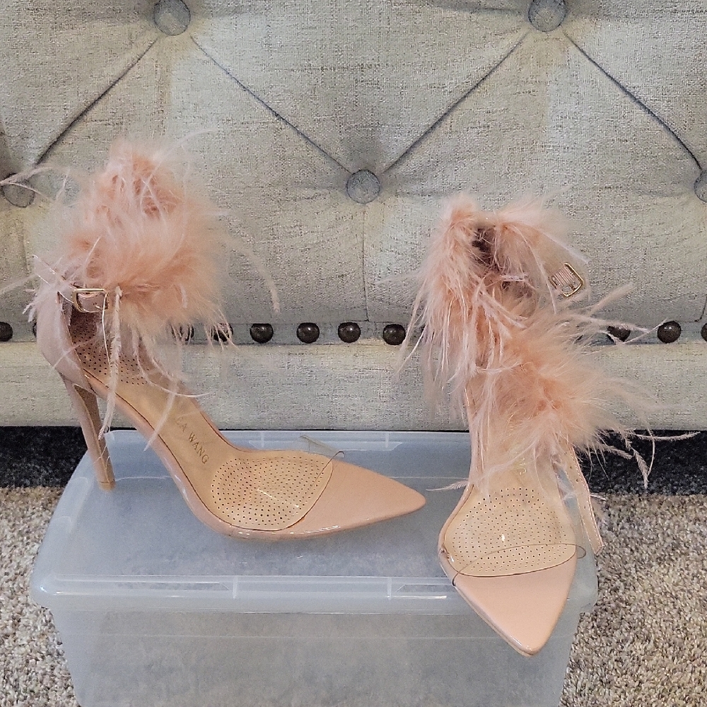 Chic Feathered Nude Heels